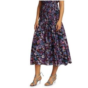 Tanya Taylor Floral Midi smocked  Skirt